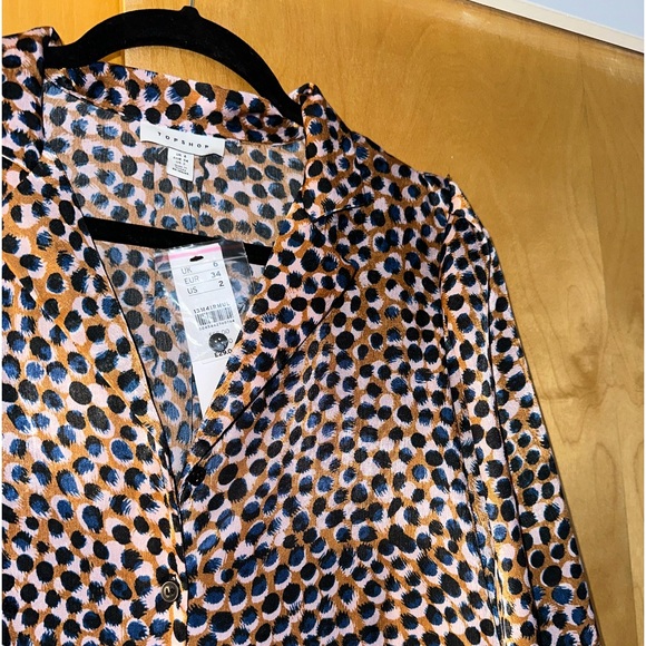 2 for $29 | Topshop Button Down Polka Dot Print Shirt - Picture 5 of 8